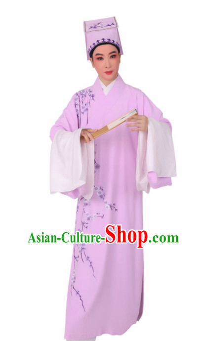 Chinese Traditional Beijing Opera Niche Costume Ancient Scholar Childe Lilac Robe for Men