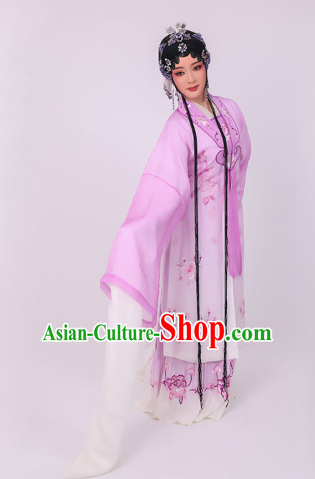 Chinese Traditional Peking Opera Diva Costume Ancient Princess Lilac Dress for Women