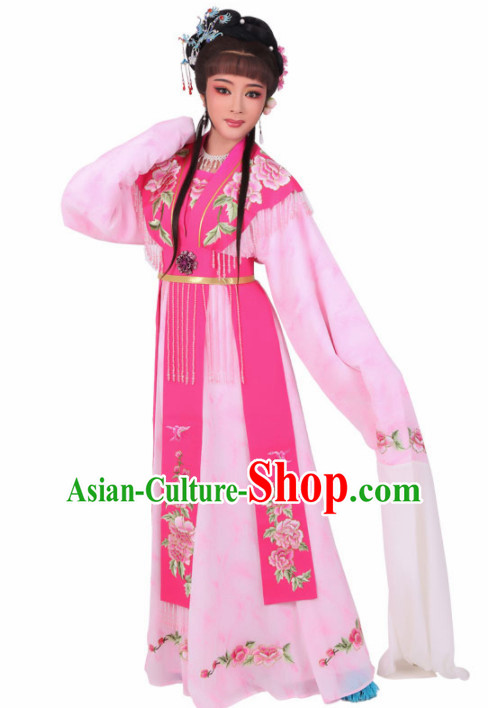 Chinese Traditional Peking Opera Diva Costume Ancient Princess Embroidered Rosy Dress for Women