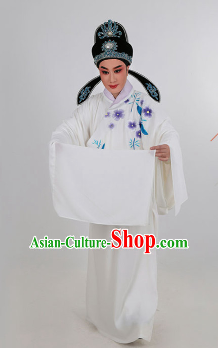 Chinese Traditional Beijing Opera Niche White Robe Ancient Scholar Childe Costume for Men