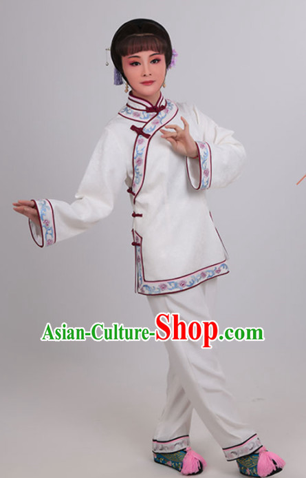 Chinese Traditional Peking Opera Actress White Clothing Ancient Young Mistress Embroidered Costume for Women