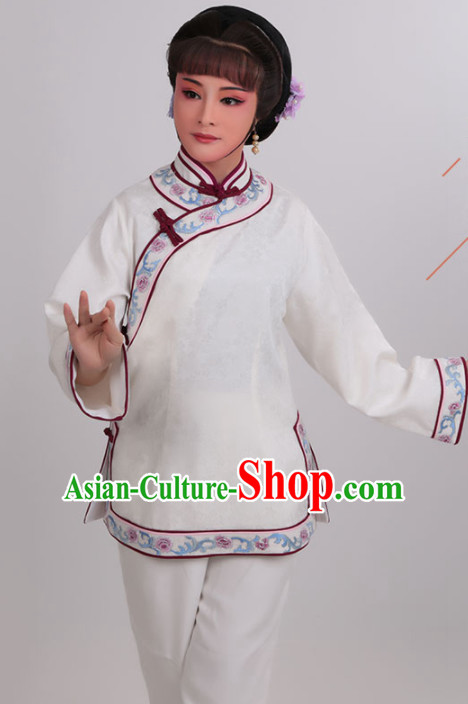 Chinese Traditional Peking Opera Actress White Clothing Ancient Young Mistress Embroidered Costume for Women