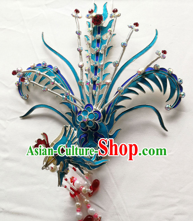 Chinese Ancient Queen Phoenix Coronet Tassel Hairpins Traditional Beijing Opera Diva Hair Accessories for Adults