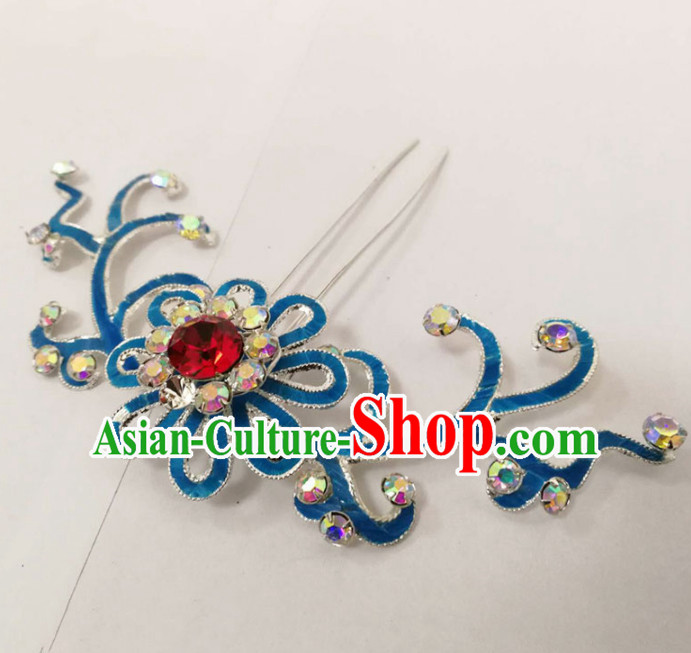 Chinese Traditional Beijing Opera Diva Hair Accessories Ancient Queen Red Crystal Hairpins for Women