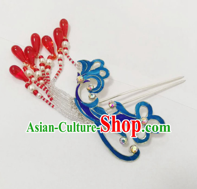 Chinese Ancient Queen Pearls Tassel Hairpins Traditional Beijing Opera Hair Accessories for Women