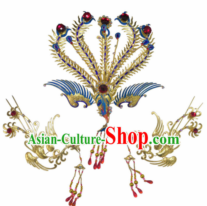 Chinese Traditional Beijing Opera Diva Hair Accessories Ancient Queen Phoenix Coronet Hairpins for Women