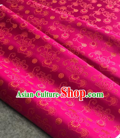 Traditional Chinese Rosy Satin Classical Pattern Design Brocade Fabric Asian Silk Fabric Material