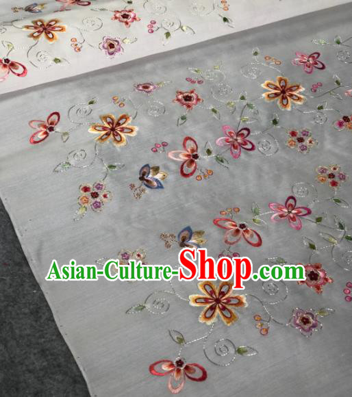 Traditional Chinese Silk Fabric Classical Embroidered Flowers Pattern Design Brocade Fabric Asian Satin Material