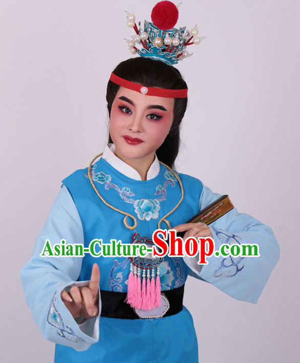 Chinese Traditional Beijing Opera Niche Jia Baoyu Embroidered Blue Robe Ancient Number One Scholar Costume for Men