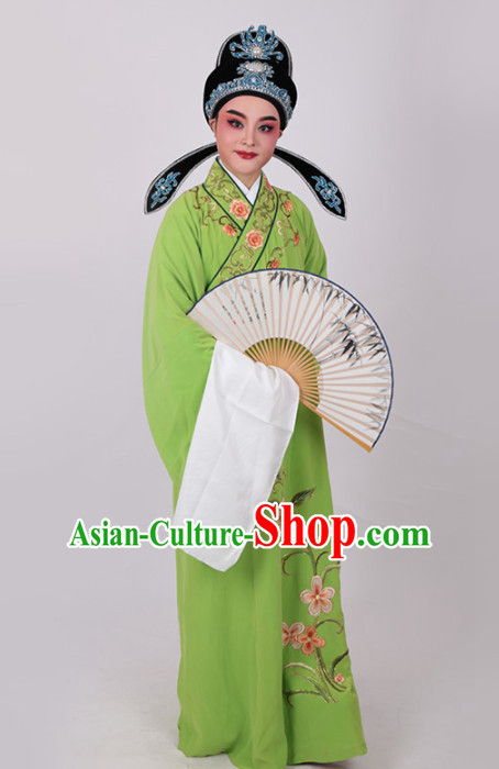 Chinese Traditional Beijing Opera Niche Nobility Childe Embroidered Green Robe Ancient Scholar Costume for Men