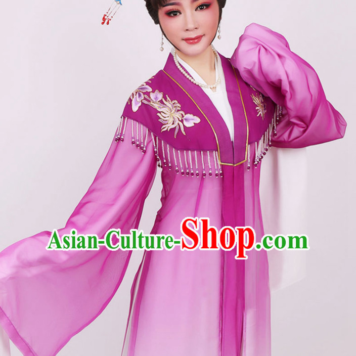 Traditional Chinese Peking Opera Diva Purple Dress Ancient Court Princess Embroidered Costume for Women
