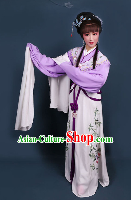 Traditional Chinese Peking Opera Diva Princess Purple Dress Ancient Court Lady Embroidered Costume for Women