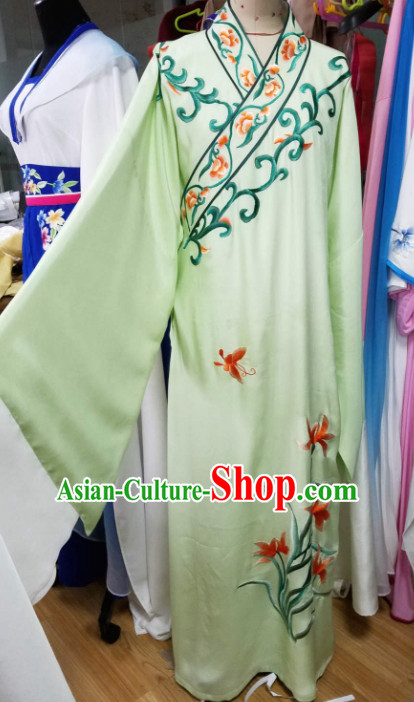 Chinese Traditional Beijing Opera Niche Embroidered Light Green Robe Ancient Scholar Nobility Childe Costume for Men