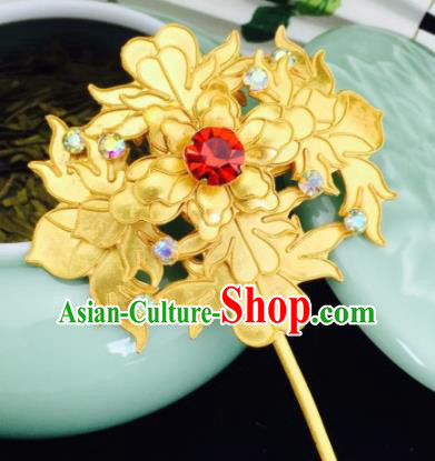 Chinese Ancient Palace Golden Hairpins Queen Hair Clip Traditional Beijing Opera Diva Court Hair Accessories for Adults