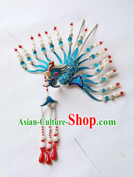 Chinese Ancient Princess Pearls Phoenix Hairpins Traditional Beijing Opera Diva Hair Accessories for Adults