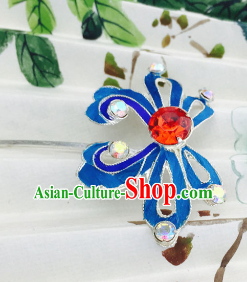 Chinese Ancient Court Princess Red Crystal Hairpins Traditional Beijing Opera Diva Hair Accessories for Adults