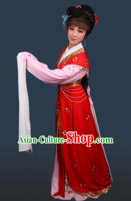 Chinese Traditional Opera Peri Princess Red Dress Ancient Beijing Opera Diva Embroidered Costume for Women