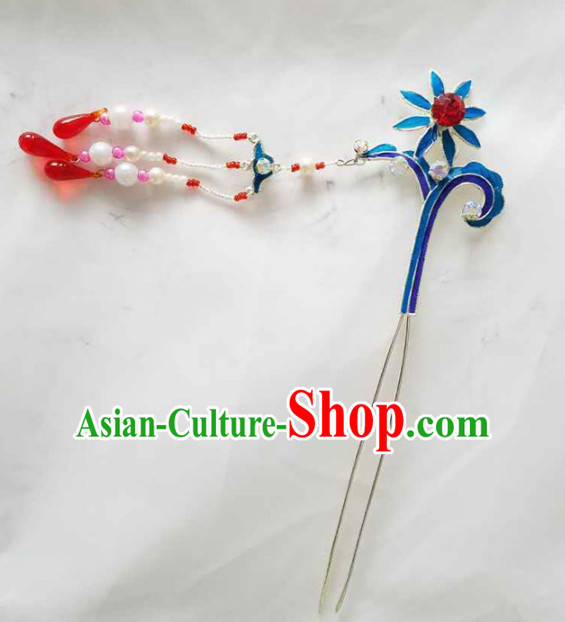 Chinese Ancient Princess Beads Tassel Hairpins Traditional Beijing Opera Diva Court Hair Accessories for Adults