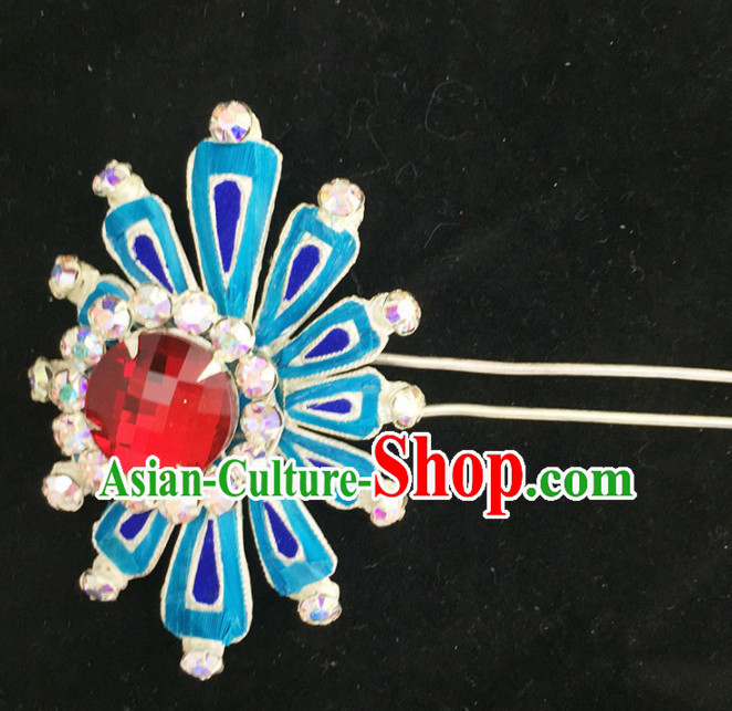 Chinese Ancient Princess Red Crystal Hairpins Traditional Beijing Opera Diva Court Hair Accessories for Adults