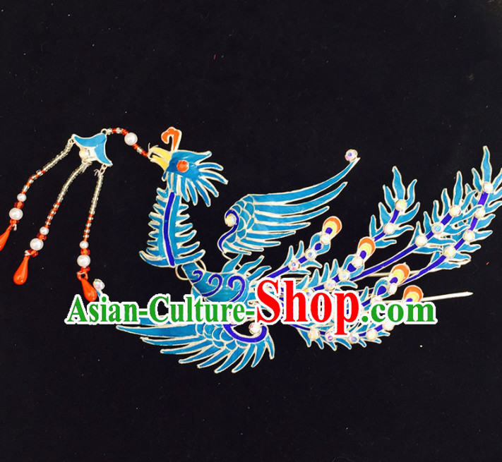 Chinese Ancient Princess Tassel Hairpins Palace Phoenix Hair Clip Traditional Beijing Opera Diva Court Hair Accessories for Adults