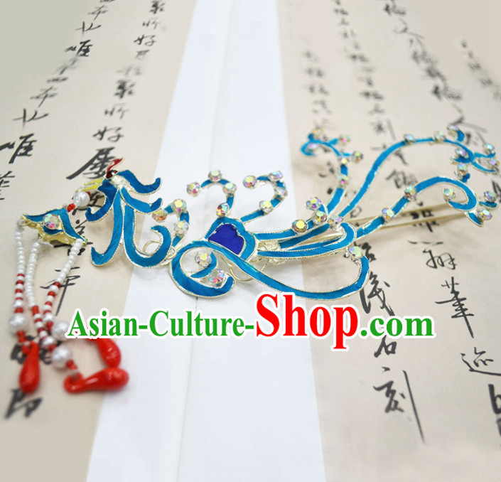 Chinese Ancient Princess Tassel Phoenix Hairpins Palace Hair Clip Traditional Beijing Opera Diva Court Hair Accessories for Adults