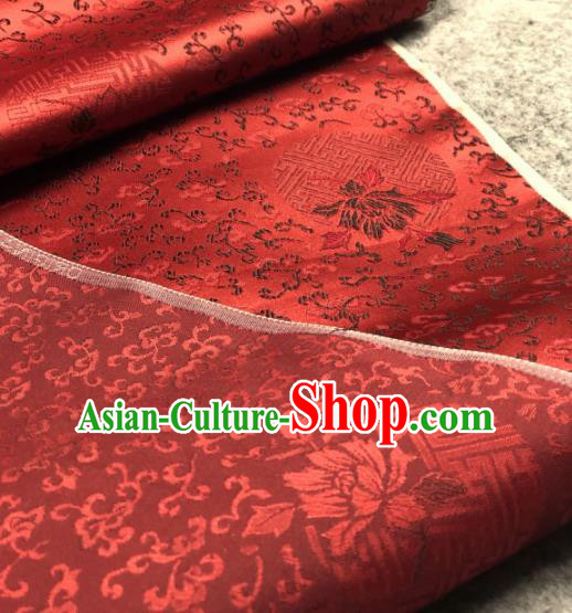 Traditional Chinese Red Silk Fabric Classical Peony Pattern Design Brocade Fabric Asian Satin Material