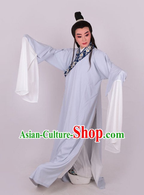 Chinese Traditional Beijing Opera Niche Light Blue Robe Ancient Number One Scholar Costume for Men