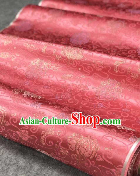 Traditional Chinese Silk Fabric Classical Pattern Design Pink Brocade Fabric Asian Satin Material