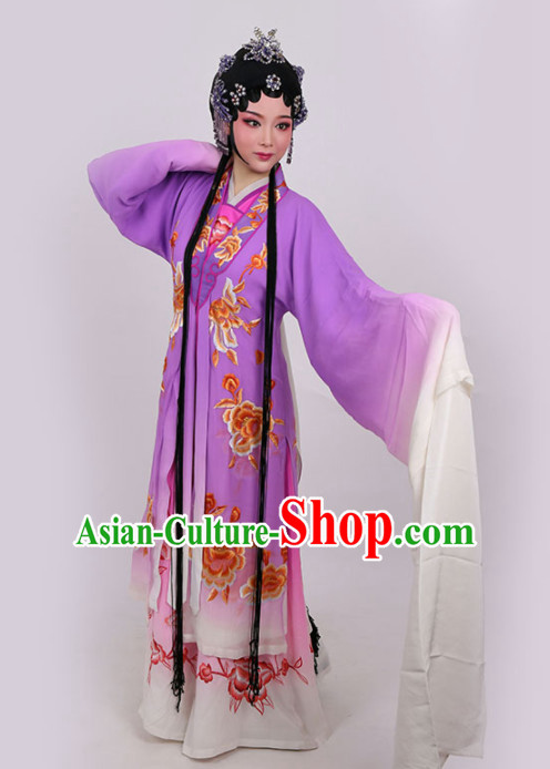 Chinese Traditional Peking Opera Queen Actress Embroidered Purple Dress Ancient Empress Costume for Women