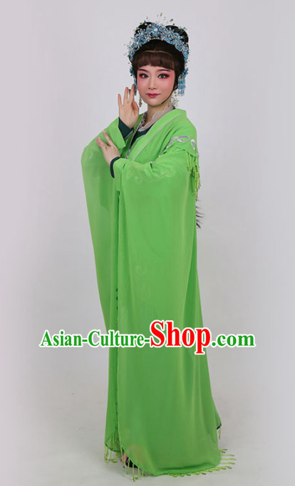 Chinese Traditional Peking Opera Actress Embroidered Green Dress Ancient Swordswoman Xiao Qing Costume for Women