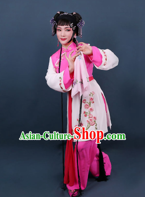 Chinese Traditional Peking Opera Young Lady Embroidered Dress Ancient Maidservants Costume for Women