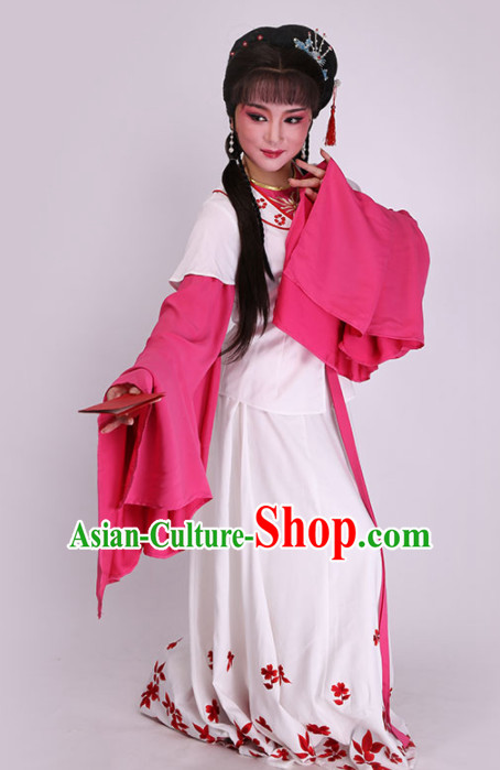 Chinese Traditional Peking Opera Diva White Dress Ancient Court Maid Embroidered Costume for Women