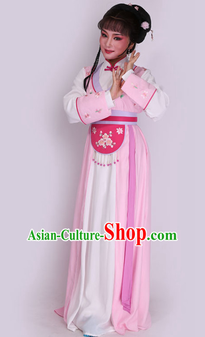 Chinese Traditional Peking Opera Diva Pink Dress Ancient Court Maid Embroidered Costume for Women