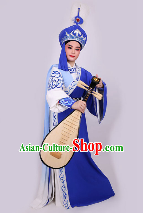 Chinese Traditional Beijing Opera Niche Royalblue Robe Ancient Prince Swordsman Costume for Men