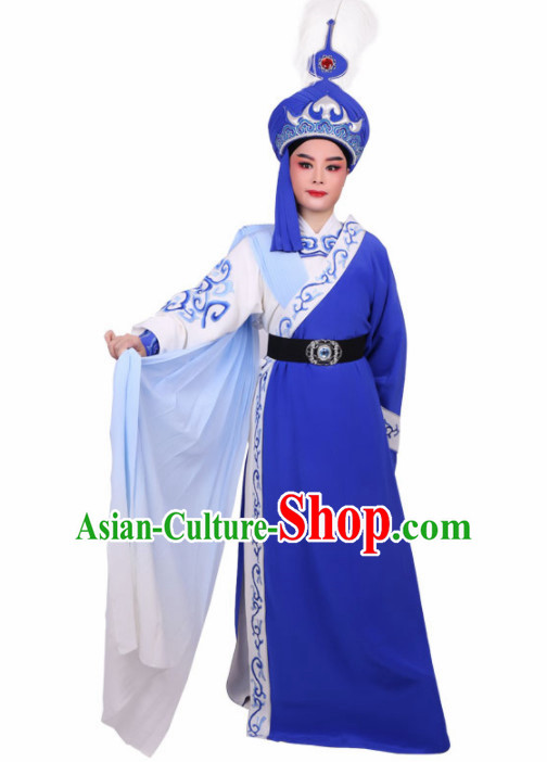 Chinese Traditional Beijing Opera Niche Royalblue Robe Ancient Prince Swordsman Costume for Men