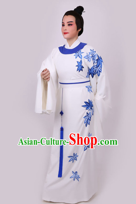 Chinese Traditional Beijing Opera Niche White Robe Ancient Nobility Childe Costume for Men