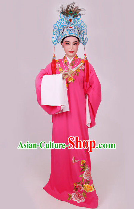 Chinese Traditional Beijing Opera Niche Scholar Embroidered Rosy Robe Ancient Nobility Childe Costume for Men