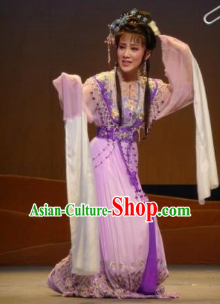 Chinese Traditional Opera Peri Princess Lilac Dress Ancient Beijing Opera Diva Embroidered Costume for Women