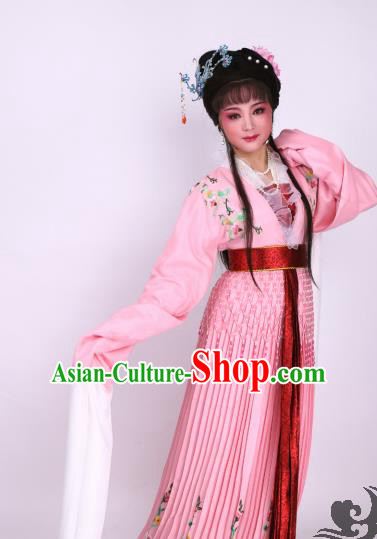 Chinese Traditional Opera Court Lady Pink Dress Ancient Beijing Opera Diva Embroidered Costume for Women