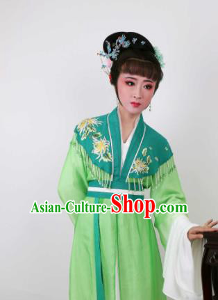 Chinese Traditional Opera Peri Green Dress Ancient Beijing Opera Diva Embroidered Costume for Women