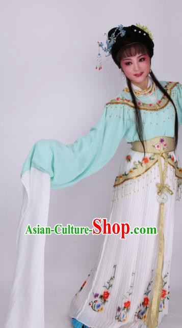 Chinese Traditional Opera Imperial Consort Green Dress Ancient Beijing Opera Diva Embroidered Costume for Women