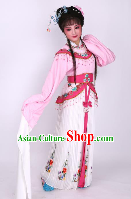 Chinese Traditional Opera Peri Pink Dress Ancient Beijing Opera Diva Embroidered Costume for Women