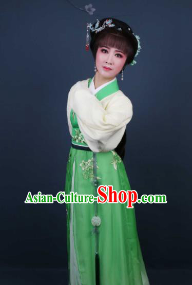 Chinese Traditional Opera Peri Green Dress Ancient Beijing Opera Diva Embroidered Costume for Women