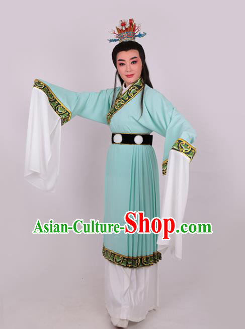 Chinese Traditional Beijing Opera Niche Jia Baoyu Green Robe Ancient Scholar Nobility Childe Costume for Men