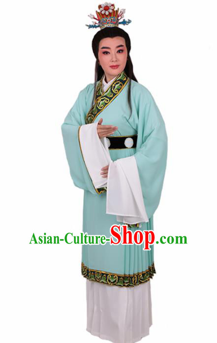 Chinese Traditional Beijing Opera Niche Jia Baoyu Green Robe Ancient Scholar Nobility Childe Costume for Men