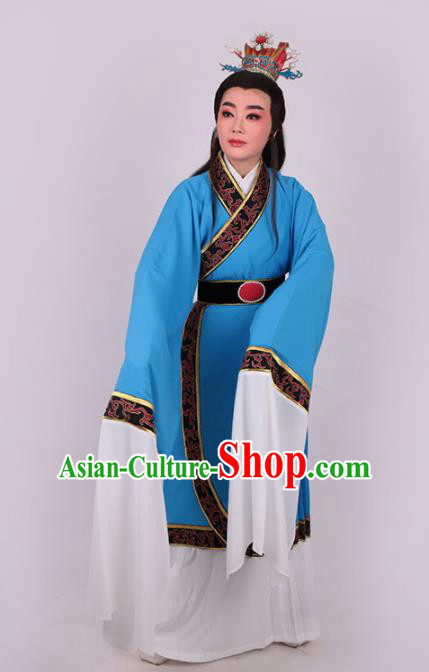 Chinese Traditional Beijing Opera Niche Jia Baoyu Blue Robe Ancient Scholar Nobility Childe Costume for Men