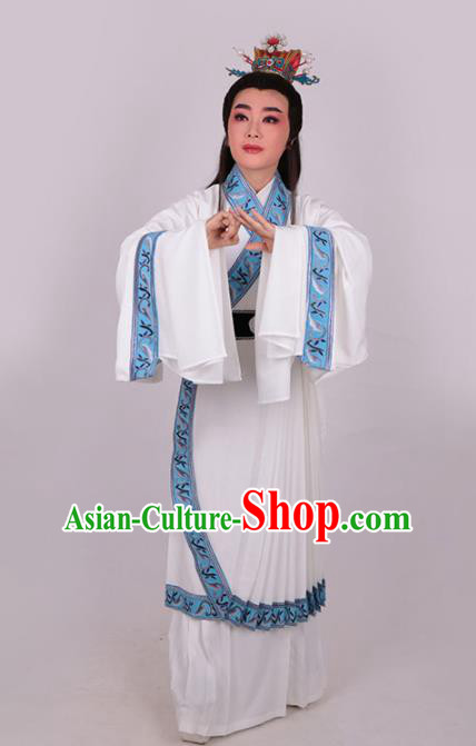 Chinese Traditional Beijing Opera Niche Jia Baoyu White Robe Ancient Scholar Nobility Childe Costume for Men