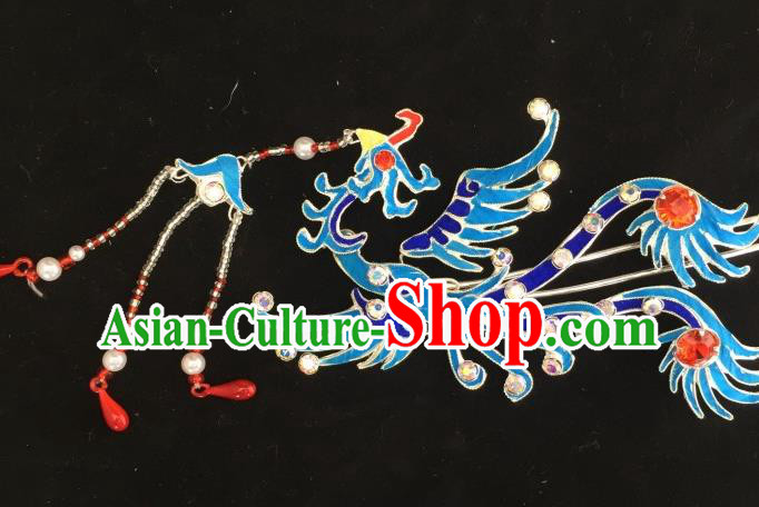 Chinese Ancient Princess Tassel Hairpins Phoenix Hair Clip Traditional Beijing Opera Diva Headwear Hair Accessories for Adults