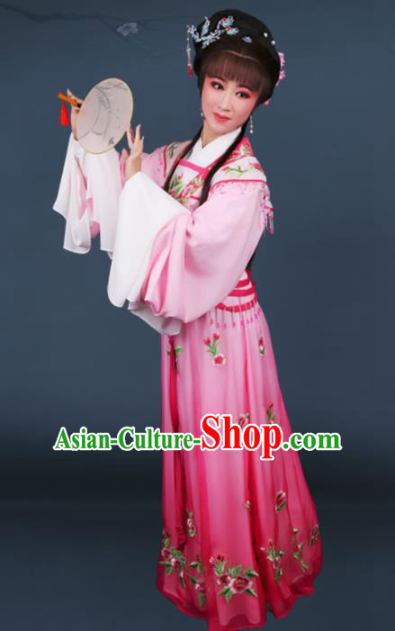 Chinese Traditional Opera Peri Princess Pink Dress Ancient Beijing Opera Diva Embroidered Costume for Women