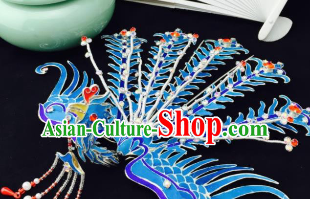 Chinese Ancient Princess Phoenix Hairpins Tassel Hair Clip Traditional Beijing Opera Diva Headwear Hair Accessories for Adults